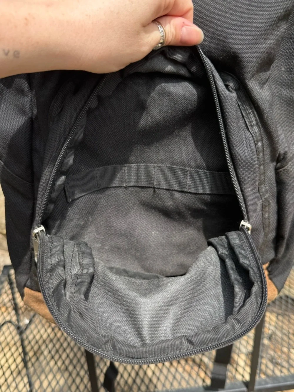 Nike Backpack Black Brown Leather Bottom Vintage Y2K School Bag